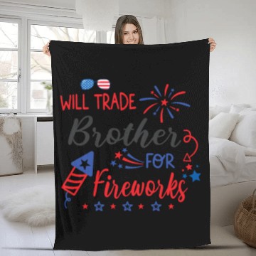 Discover Trade Brother For Fireworks Funny Girls 4th July Fleece Blankets