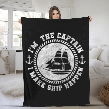 Discover Sailing Boat Captain Ocean Maritime Fleece Blankets