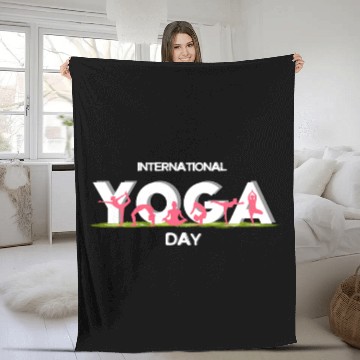 Discover International yoga day Fleece Blankets