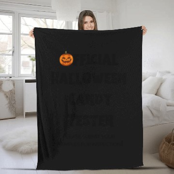 Discover Official Halloween Candy Tester Orange And Yellow Fleece Blankets