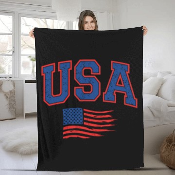 Discover 4th Of July US Flag American Fleece Blankets