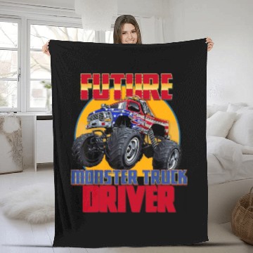 Discover Awesome Future Monster Truck Driver Monster Truck Fleece Blankets