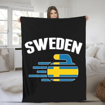 Discover Sweden Curling Rock Sport Fans Swedish Curlers Win Fleece Blankets