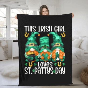 Discover Three Gnomes Holding Shamrock This Loves St Pattys Fleece Blankets