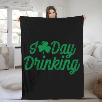 Discover I Love Day Drinking St Patricks Day Shamrock Fleece Blankets