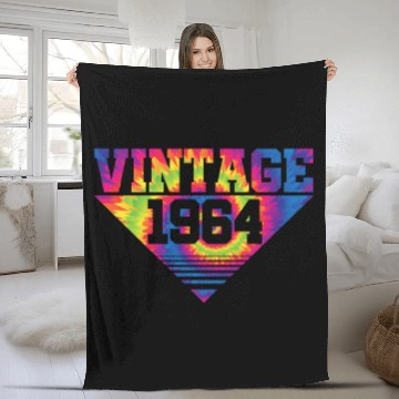 Discover Vintage 1964 Tie Dye Splash Color Triangle Fleece Blankets