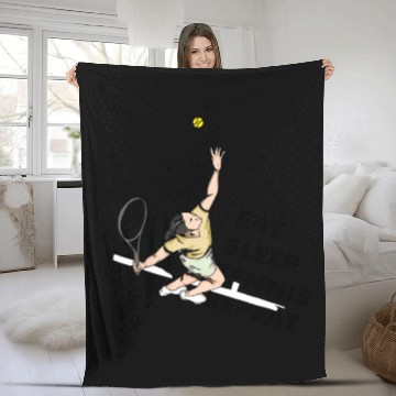 Discover Eat Sleep Tennis Repeat Fleece Blankets