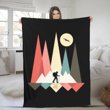 Discover Backpacking Hiking Outdoor Wilderness Mountains Mo Fleece Blankets
