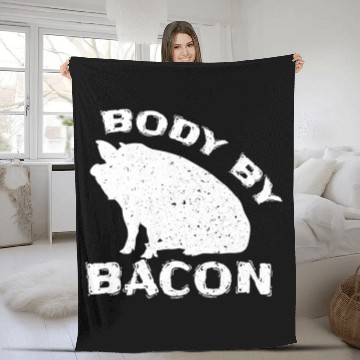 Discover Famer Body By Bacon Pig Bbq Pun Fleece Blankets