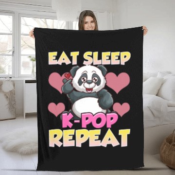 Discover Cute Eat Sleep K Pop Repeat Kawaii Panda Kpop Fleece Blankets