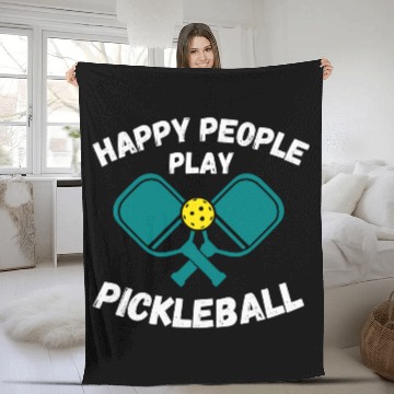 Discover Happy People Play Pickleball For Pickleball Lovers Fleece Blankets