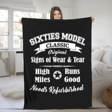 Discover Senior Born In The Sixties 1960S 60S Humor Fleece Blankets