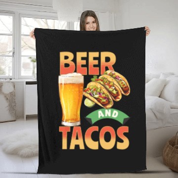 Discover Beer and Tacos Fleece Blankets