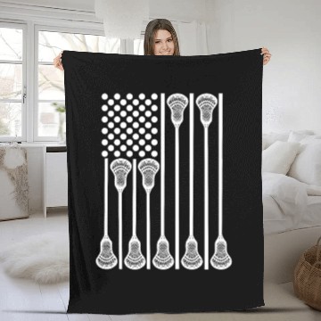 Discover Patriotic US Lacrosse Player Fleece Blankets