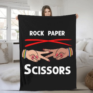 Discover Rock Paper Scissors Funny Lesbian Pride LGBT Fleece Blankets