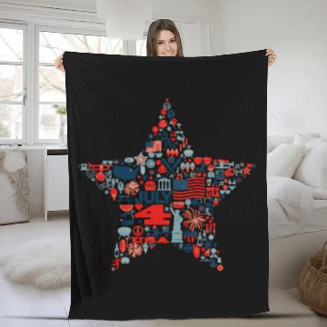 Discover independence day star Fleece Blankets