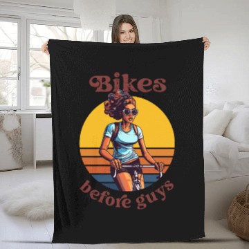 Discover Bikes Before Guys Bicycle, Cycling Black Women Fleece Blankets