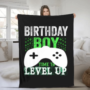 Discover GAmer, birthday boy, time to level up Fleece Blankets