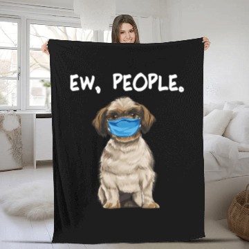Discover Shih Tzu Ew People Dog Wearing Face Fleece Blankets