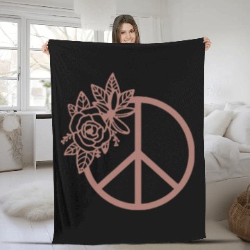 Discover Floral flower peace Fleece Blankets