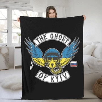 Discover The Ghost Of Kyiv Stand With Ukraine Fleece Blankets