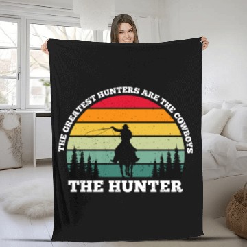 Discover cowboy hunter pine retro style Fleece Blankets