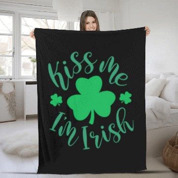 Discover St Patrick'S Day Kiss Me I'M Irish Shamrock Fleece Blankets