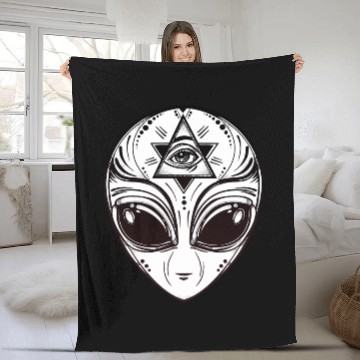 Discover Alien With All Seeing Eye Illuminati Fleece Blankets