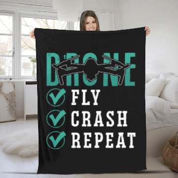 Discover Drone Racing Fly Crash Repeat Fpv Race Quadcopter Fleece Blankets