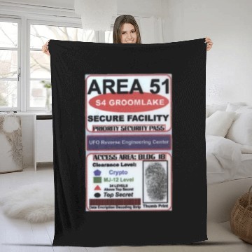 Discover Area 51 Reverse Engineering Pass Fleece Blankets