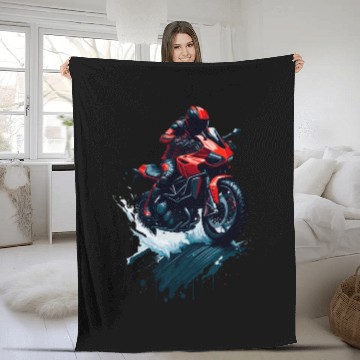 Discover Illustration sport motorcycle Fleece Blankets