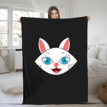 Discover Mewsome White Cat Face Fleece Blankets