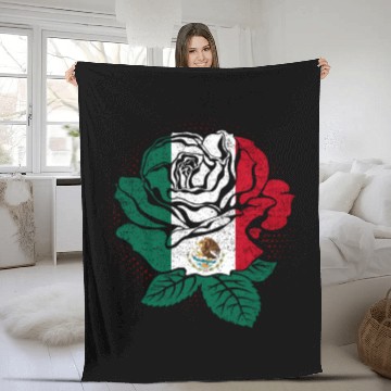 Discover Mexico Rose Flower Mexico Flag Mexican Fleece Blankets
