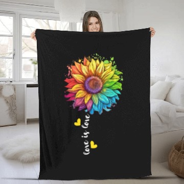Discover Rainbow Sunflower LGBTQ Lover Pride Community Pun Fleece Blankets