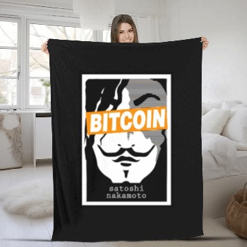 Discover Bitcoin Coin-Satoshi Nakamoto Fleece Blankets