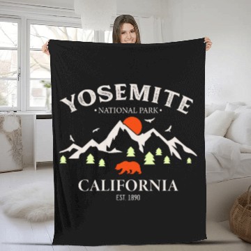 Discover Yosemite National Park California Vintage Fleece Blankets