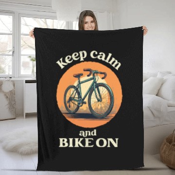 Discover Keep Calm and Bike On Bicycle, Bike, Cycling Fleece Blankets