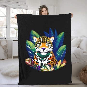 Discover Jaguar in the Tropics Fleece Blankets