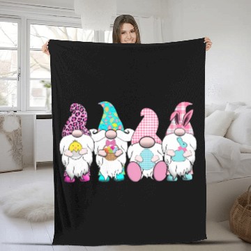 Discover 4 Easter Gnomes Pastel Spring Bunny Ears Gingham R Fleece Blankets