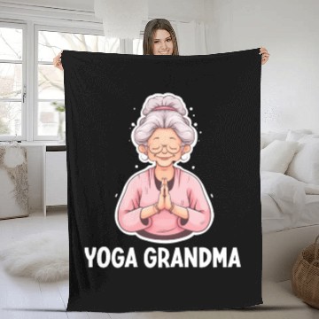 Discover Yoga Grandma Fleece Blankets