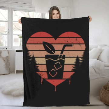 Discover Cute Red Vintage Heart Sweet Tea Valentine Day Fleece Blankets