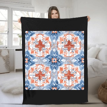 Discover Floral Detailed Summer Tile Collection 01 Fleece Blankets