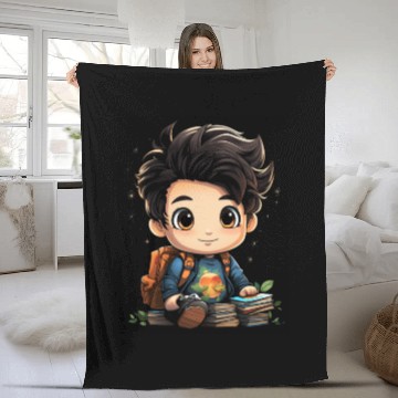 Discover Back to School Pre-K Kindergarten Student Chibi Fleece Blankets