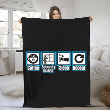 Discover Coffee Security Guard Sleep Repeat Fleece Blankets