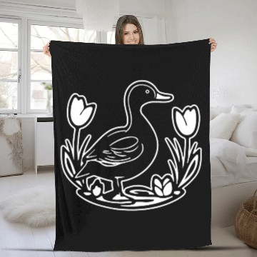 Discover Duck Bird Nature Pond Fleece Blankets