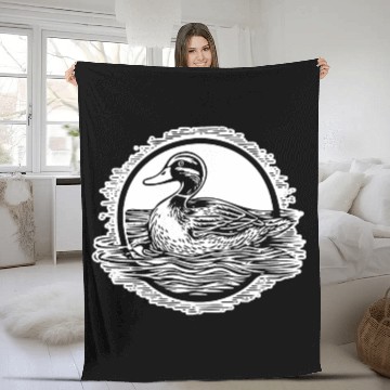 Discover Duck Bird Nature Pond Fleece Blankets