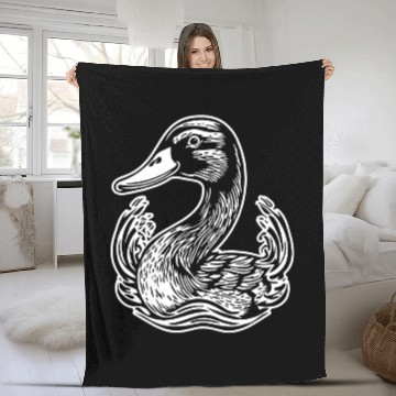 Discover Duck Bird Nature Pond Fleece Blankets