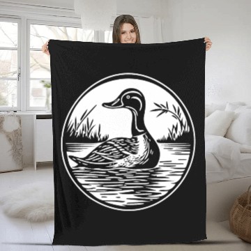 Discover Duck Bird Nature Pond Fleece Blankets