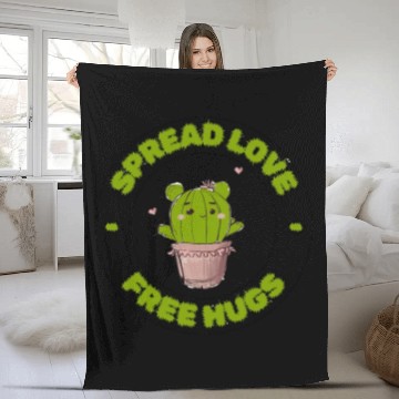 Discover Spread Love Free Hugs Funny Cactus in a Pot Fleece Blankets