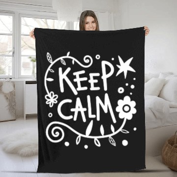 Discover keep calm green 80s humor Fleece Blankets